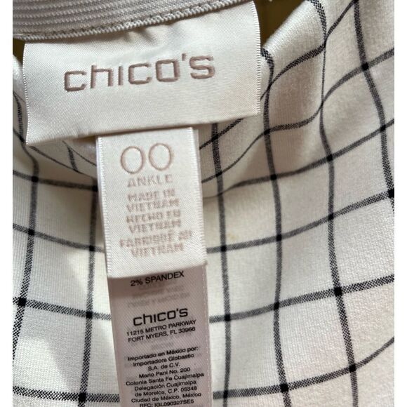 Chico’s off white/black ankle length/squares pants, stretch, elastic waist, 00 - Picture 4 of 7